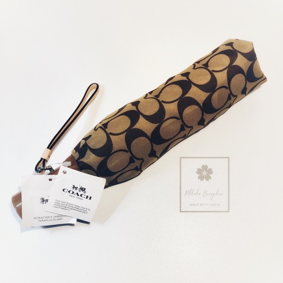 Coach - Signature Umbrella - Full Size - Khaki - Picture 4 of 5